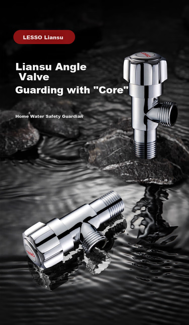 Liansu Stainless Steel Angle Valve, Hot And Cold Water Compatible Brass Quick-Open Triangular Valve with Stop Valve, Eight-Shaped Inlet Valve, 1/2 Inch Toilet Angle Valve 1
