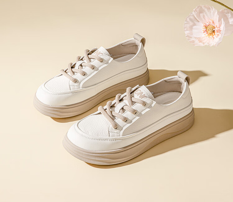 RED DRAGONFLY Women's Shoes, 2026 Autumn White Sneakers, Thick-Soled Heightening Versatile Casual Lightweight WPB15049, Apricot Color, Size 40 12