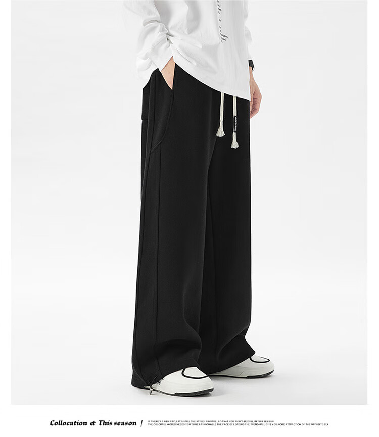 Dingfengbaoluo American-Style Trendy Casual Pants for Men, Spring And Summer Comfortable Straight-Leg Wide-Leg Trousers, Loose-Fit Sweatpants DFK17 Dark Gray M 13