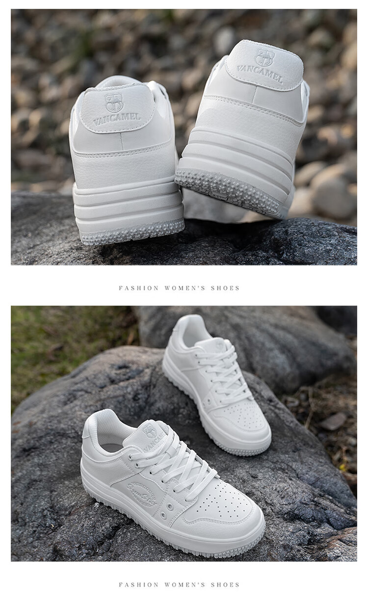 VANCAMEL Men's Sneakers, Couple's Outdoor Casual Shoes, Men's Sports Shoes, Women's White Shoes, 6066 White, Size 38 24
