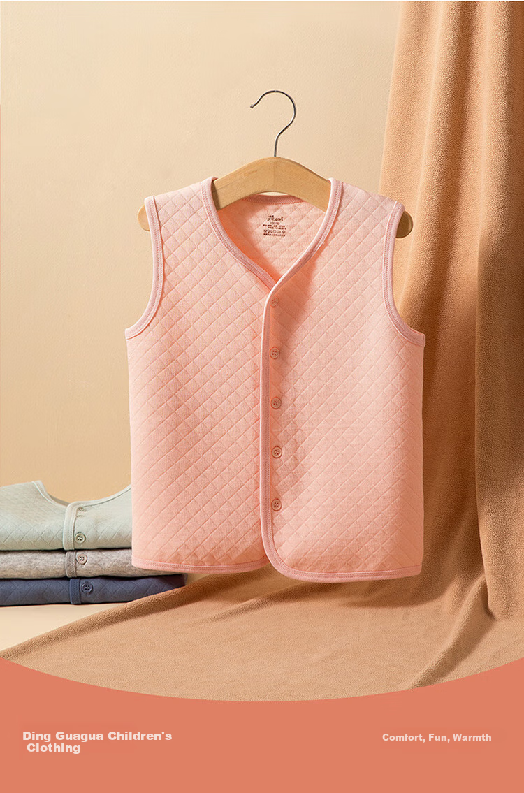 Dingguagua Children's Thermal Vest, Three-Layer Padded Air Layer, Inner Wear for Older Children, Girls' Vest, Thickened Version, Autumn And Winter, Boys' Undershirt, School Uniform Essential, 6A07 Pink, Size 170 8