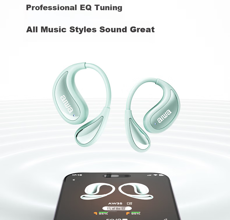 Aiwa Aw35 [Luxury New Experience] Ear-Hook Bluetooth Headphones, Bone Conduction Concept, Open Wireless Sports Headphones, Compatible with Huawei, Xiaomi, Apple, Latest Model 2025, White 21