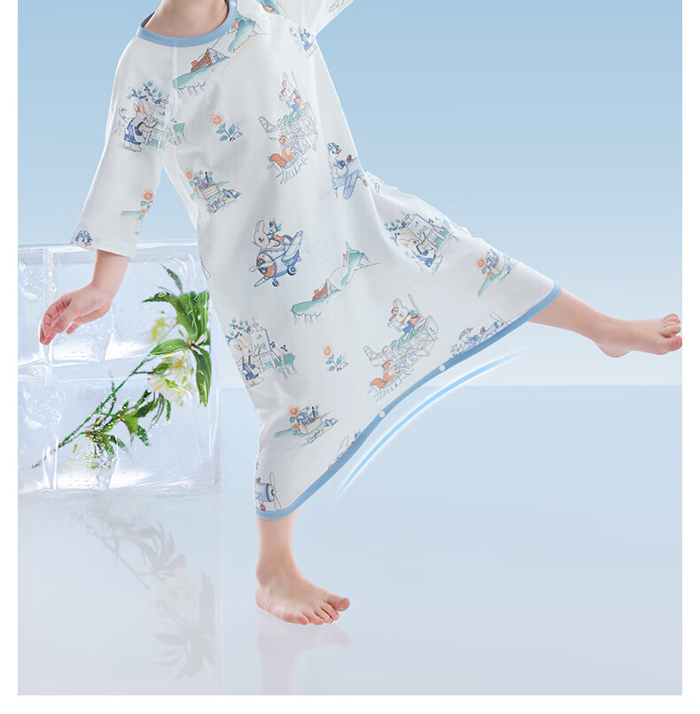 Betis Baby Robe New Back Mesh Breathable Children's Sleeping Bag Summer Cotton Pajamas Baby Nightgown 23