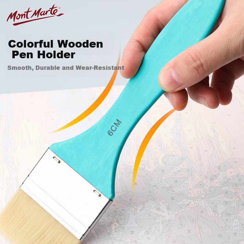Mont Marte Paint Brush Set for Art Painting, Gouache Watercolor Acrylic Oil Painting Brushes, 6CM Colorful Nylon Stencils Brushes, Chunri Qing P-HS Art Sketching
