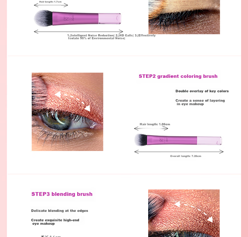 Real Techniques Dream Makeup Brushes Set of 10: Eyeshadow Brush, Powder Brush, Concealer Brush, Blush Brush 10