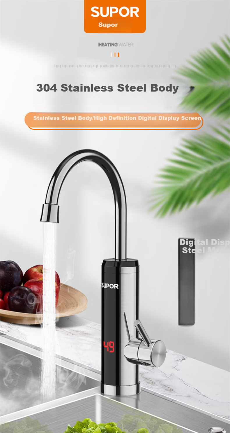 SUPOR Electric Hot Water Faucet, Stainless Steel Quick Heating Instant Hot Water Heater, Cold And Hot Water Flowing Heating Faucet, Kitchen Household Hot Water Treasure, Bathroom Heater 273047-11 1