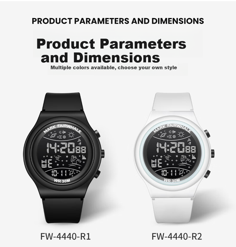 MARK FAIRWHALE Sports Watch for Men And Women, LED Digital Student Watch Alarm Waterproof Wristwatch, Back-To Student Gift 4440 8