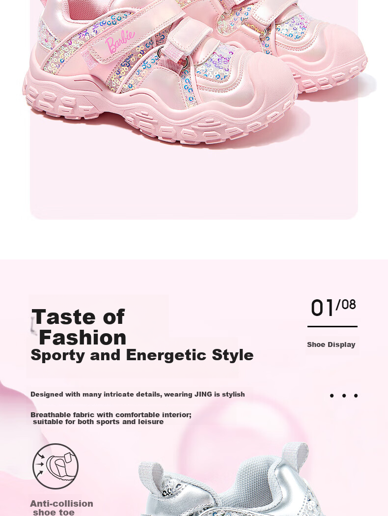 Barbie Girls' Fashionable Outdoor Sports Shoes, Princess Style Casual Hiking Shoes for Girls, DA6583 Pink Size 32 4