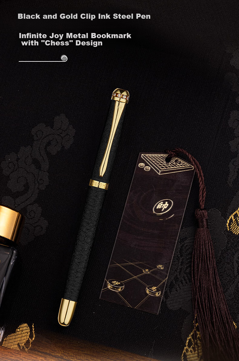 HERO Fountain Pen Gift Box Set, High-End Exquisite Adult Birthday Gift for Men And Women, Business Present, 1520 Ink Set with Matching Gift Box, Velvet Sand Black Color 5