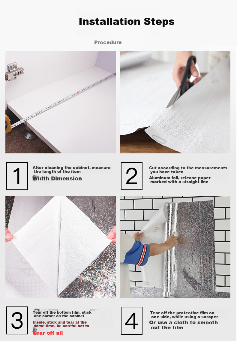 Xiruo Kitchen Oil-Proof Sticker, Heat-Resistant Aluminum Foil Paper, Stove Wall Wallpaper, Drawer Waterproof And Moisture-Proof Self-Adhesive Cabinet Film 14