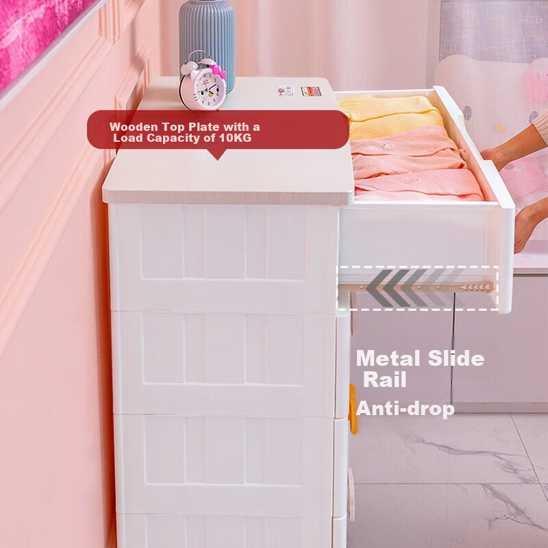 IRIS Storage Cabinet, Drawer-Style Simple Wardrobe, Five-Drawer Chest, Storage Cabinet, Toy Storage KITTY Cute 5-Layer Storage Cabinet
