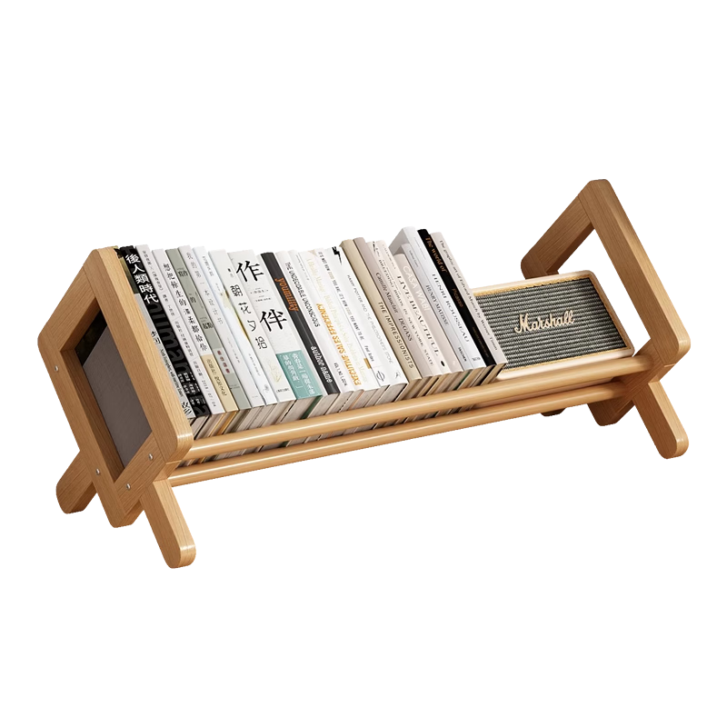 XIAOJIANGCAI Desktop Bookshelf Storage Rack, Office Desk Simple Storage Shelf, Desk Organizer File Holder, Walnut Color, 40cm Long