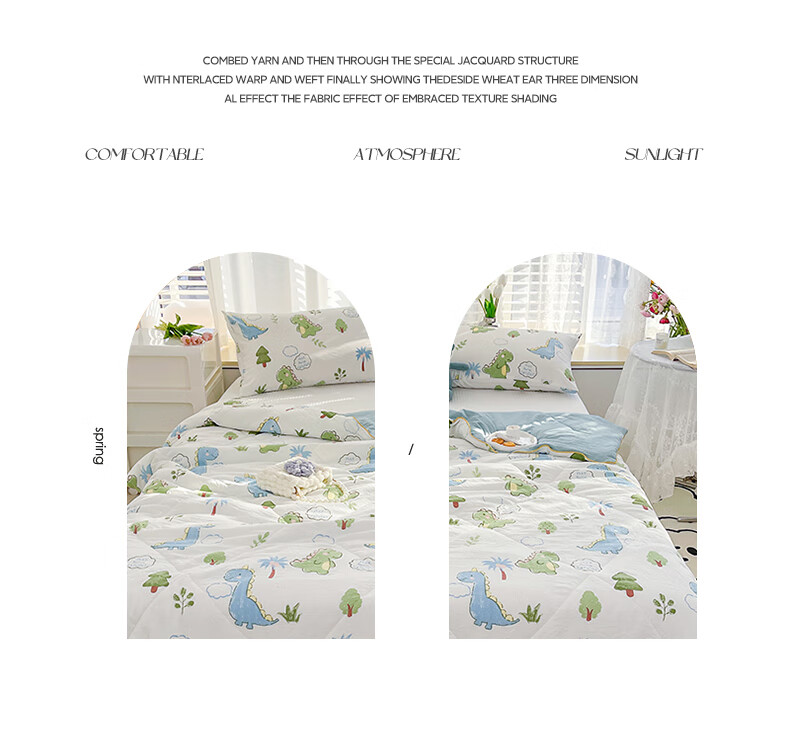 Wuyinliangpin Class A 20% Soybean Fiber Air Conditioning Quilt, Washable Summer Cool Quilt, Double Bed Comforter, 200*230cm, Dinosaur Planet Desig 5