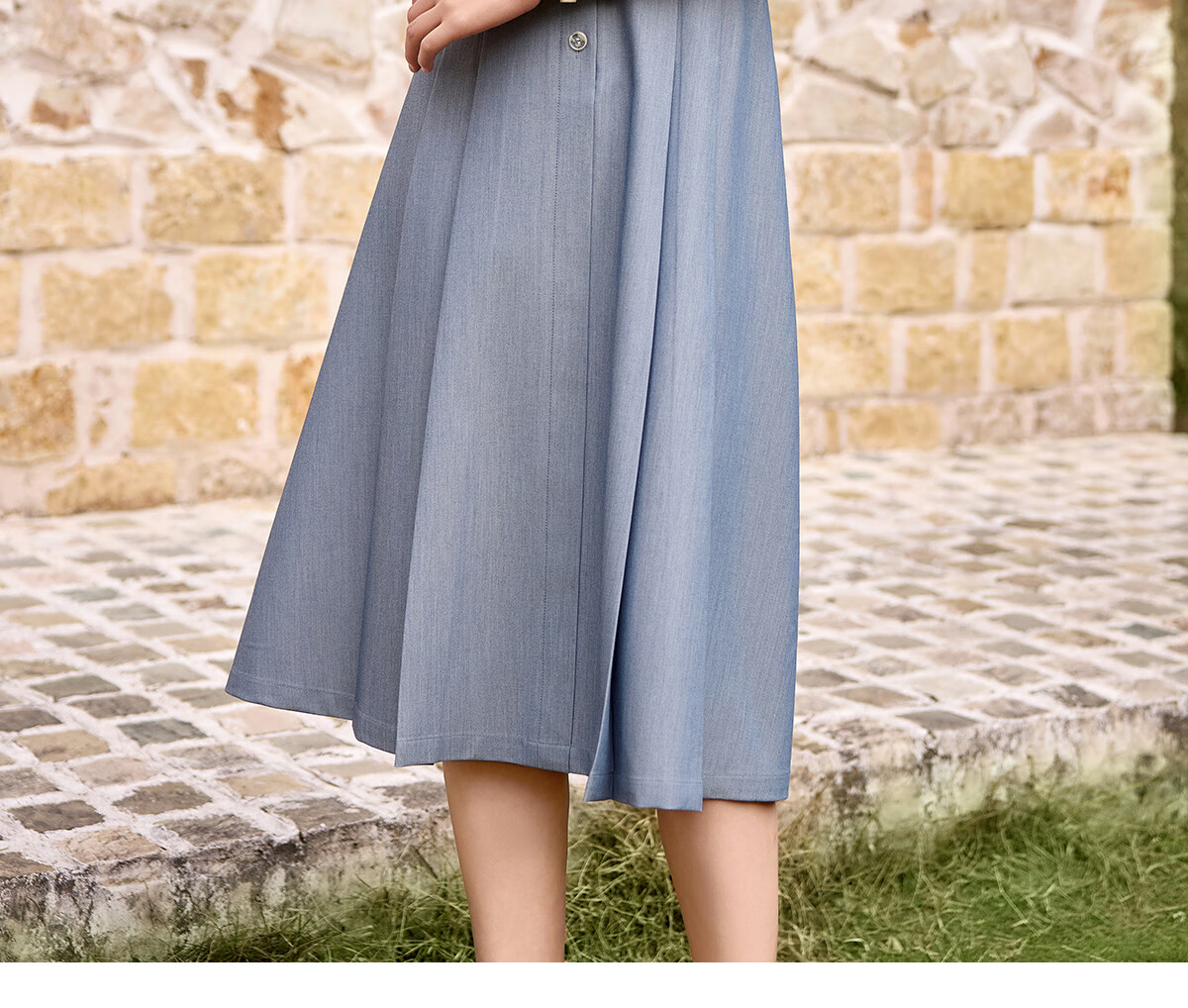 Chushen Summer Short-Sleeve Dress for Women, Retro Color-Block Lapel, Waist-Cinching Slimming, Commuter Casual Dress S52Q036 8