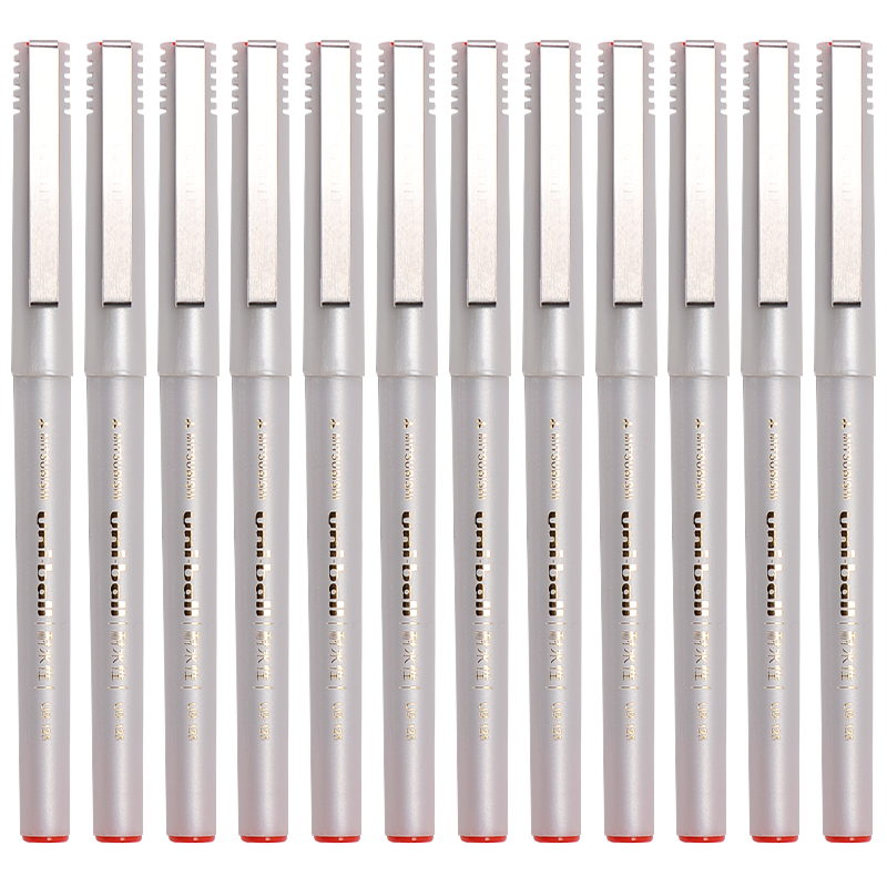Uni Mitsubishi UB-125 Direct Liquid Rollerball Pen, Student Office Signature Pen, Water-Resistant Rollerball Pen, Red 0.5mm, Pack of 12