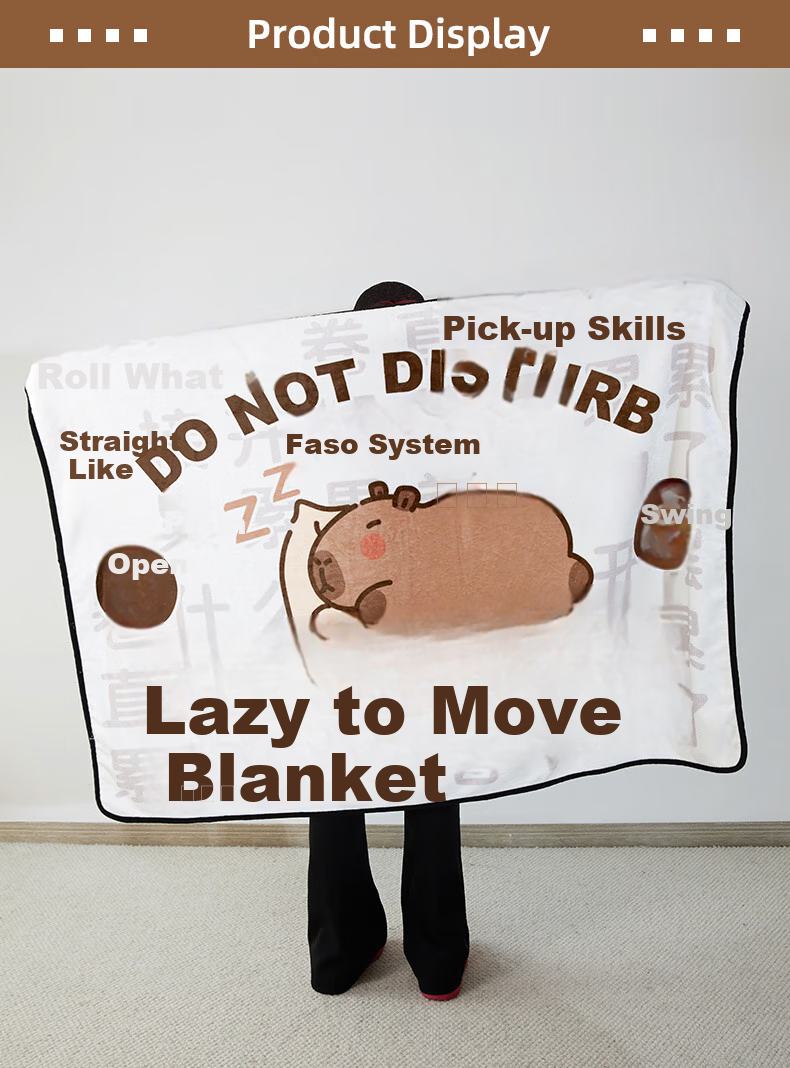 Shandian Capibara Office Student Nap Blanket, Summer Air Conditioning Sofa Nap Shawl Blanket, Cover Blanket 3