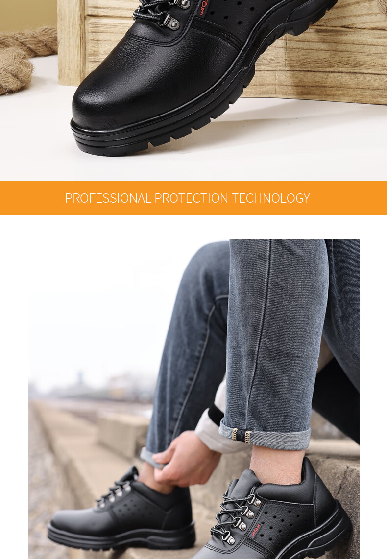 GUYISA Safety Shoes for Men, Steel Toe Cap, Puncture-Resistant, Waterproof, Dustproof, Comfortable, Wear-Resistant, Construction Site Work Boots 876 Size 36 16