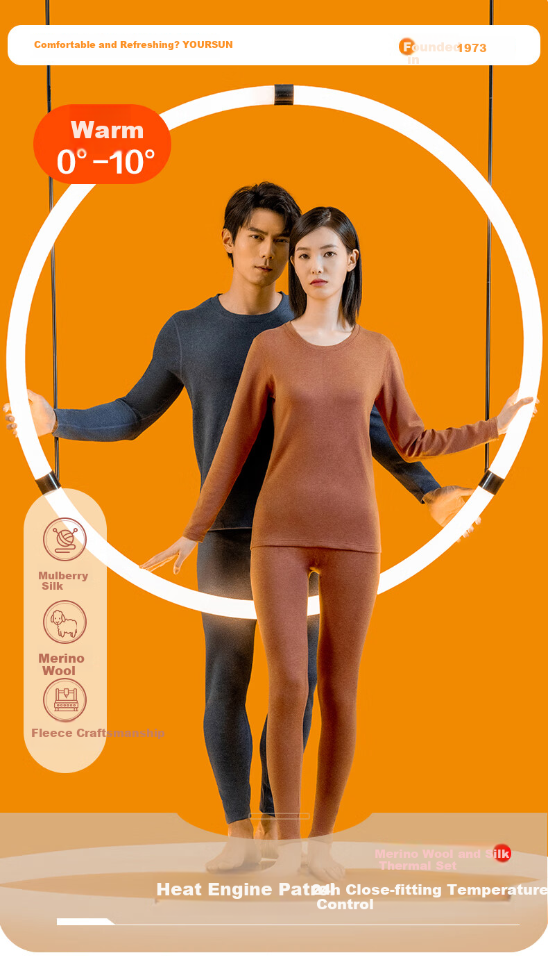 Yiershuang Autumn And Winter Men's Wool And Silk Thermal Underwear Set, Round Neck Fleece-Lined Thickened Long Johns And Undershirt 2