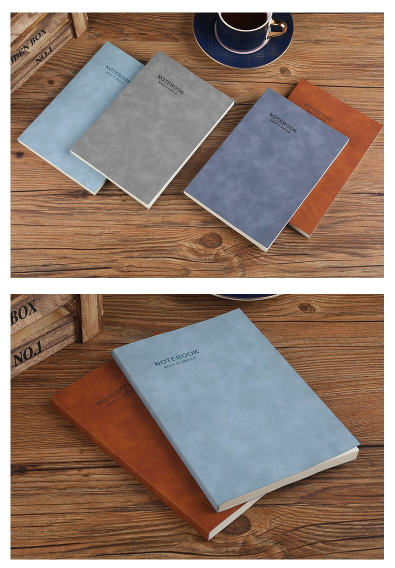 Zhongjian Stationery Artistic Exquisite Softcover A5 Notebook Diary Simple Business Meeting Notes Customizable Brown A5 10