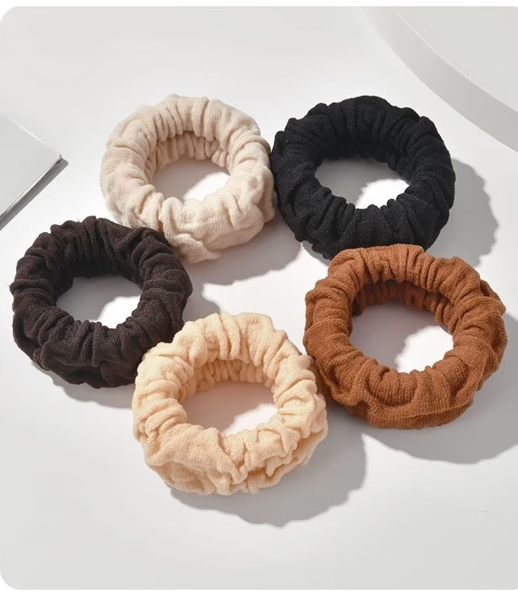 Yefili 10-Pack Thickened Scrunchie Hair Ties High Elasticity Ponytail Bun Hair Bands Black 12