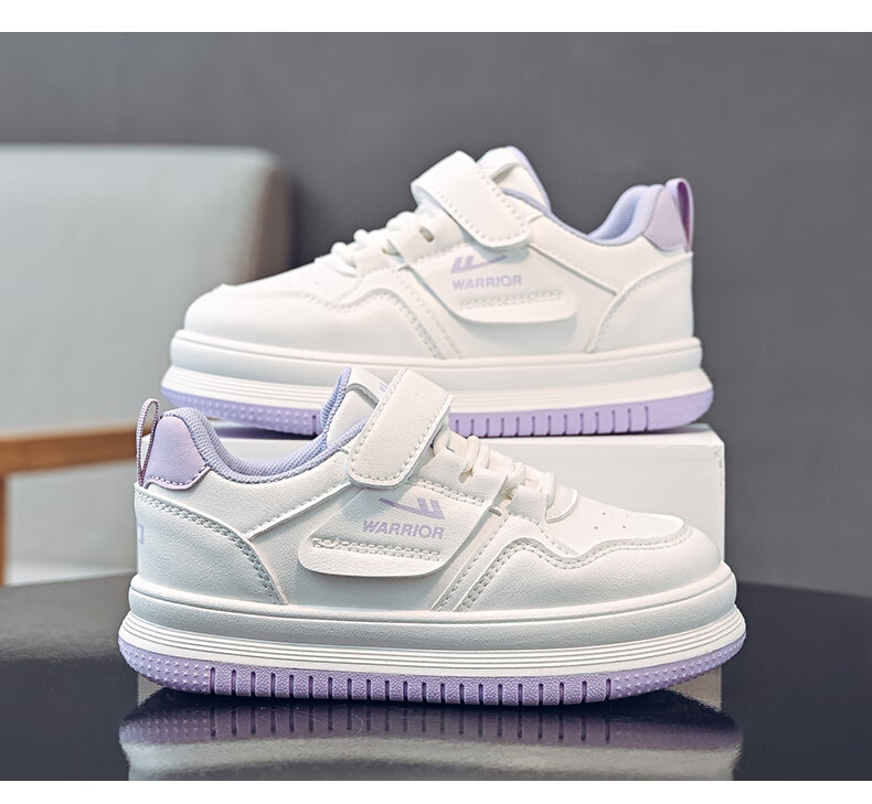 Warrior Children's Shoes Spring Boys' Sneakers Casual Soft-Soled Shoes Girls' White Shoes WZ(CL)-1010 White Size 30 5