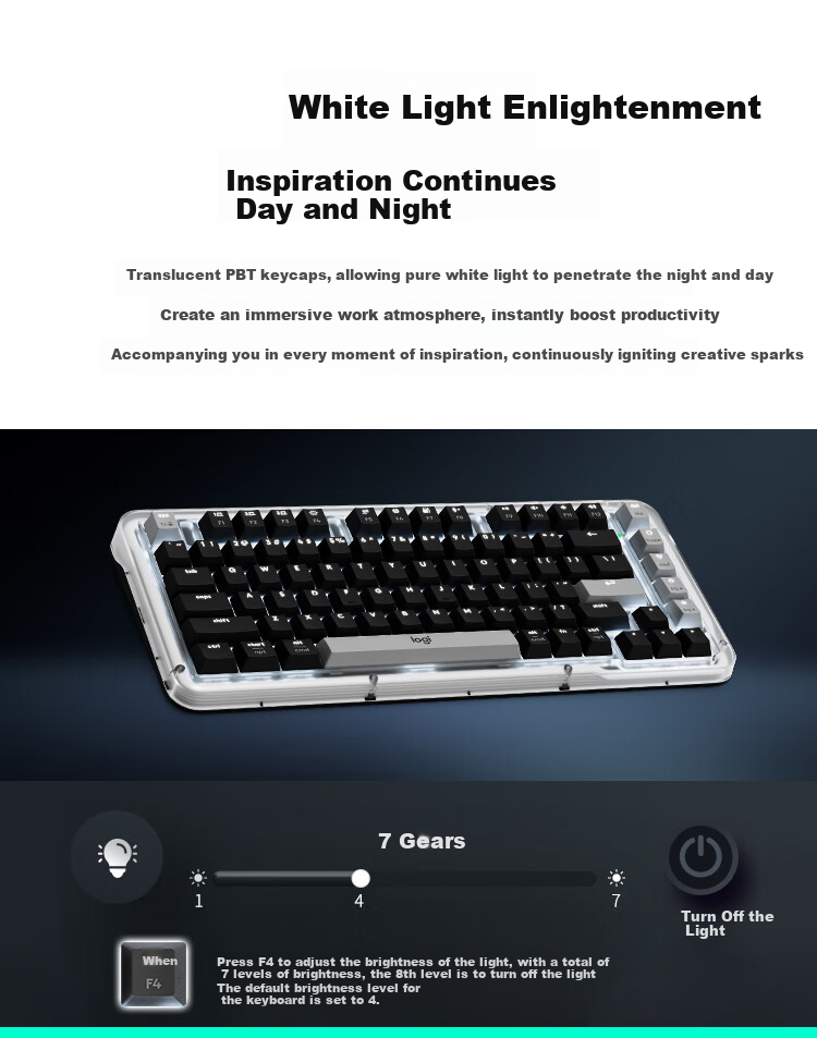 Logitech ALTO KEYS K75M Amber Series AI Customizable Wireless Mechanical Keyboard, Hot-Swappable Marble Switches, Blue And Purple, 104 Keys 6