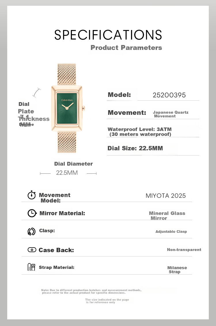 Calvin Klein CK Watch Square Style Retro Steel Strap Small Square Watch Women's Wristwatch Goddess Day New Year Gift 25200395 1