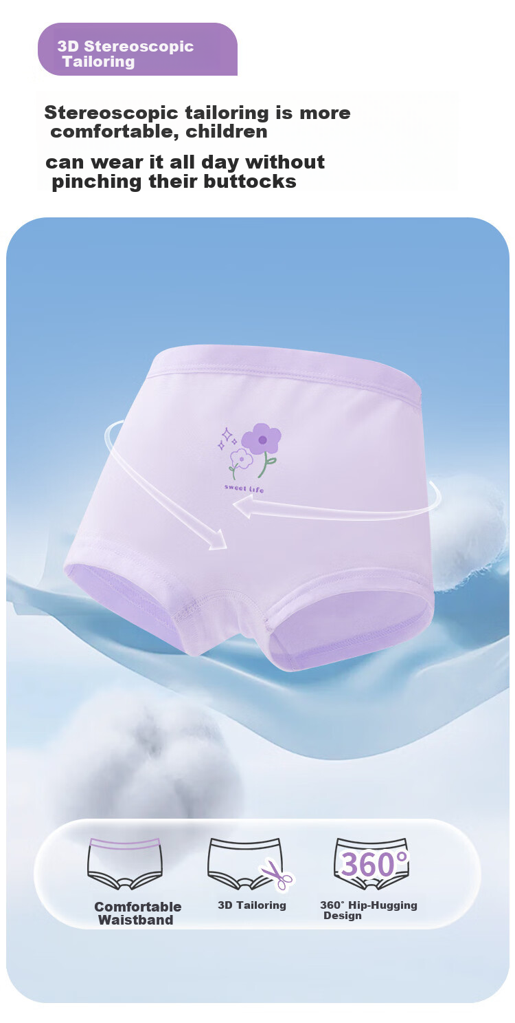 DEESHA [7A Antibacterial Class A Baby Cotton] Girls' Underwear, Children's Pure Cotton Shorts, Student And Toddler Boyshorts 7