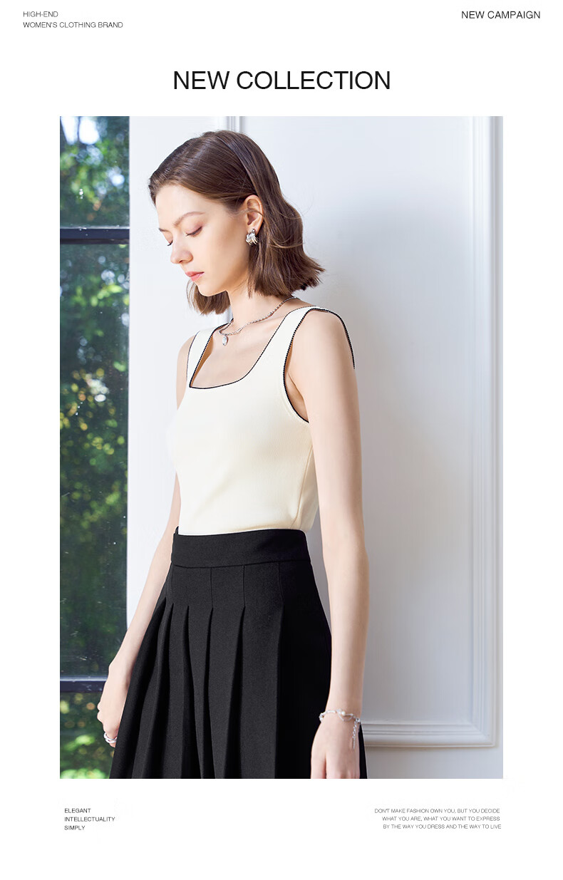 YANYEE Elegant Square Neck Camisole for Women, 2025 Early Spring Inner Layer, High-End Sleeveless Undershirt, Off-White, Size S 8