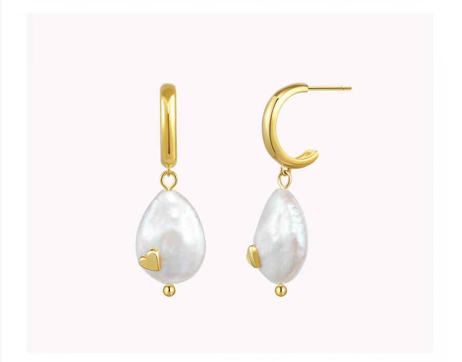 ECILY Xiao Tao Xin Series French Light Luxury Baroque Pearl Elegant Earrings, Heart-Shaped Earrings for Women, Birthday Gift Earrings 5