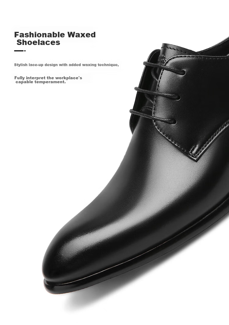 Goldlion Men's Business Leather Shoes, Formal Dress Shoes, Fashionable Comfortable Derby Shoes, 51502036701A, Black, Size 43 4