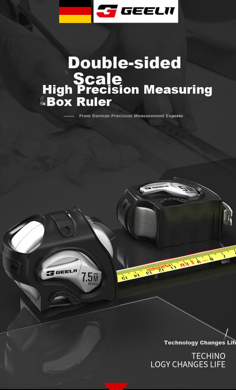 GeeLii 5-Meter Steel Tape Measure, Household Steel Measuring Tape with Case, Carpenter's Ruler for Renovation Measurement, 55160 1