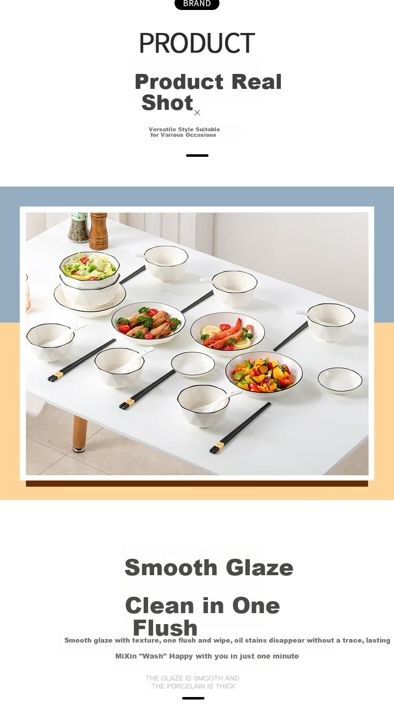 Jieyajie Ceramic Bowl Set, 4.5-Inch High-Foot Bowls, Ceramic Dining Bowl Set, 6 Pieces, Siwei Kongjia 4