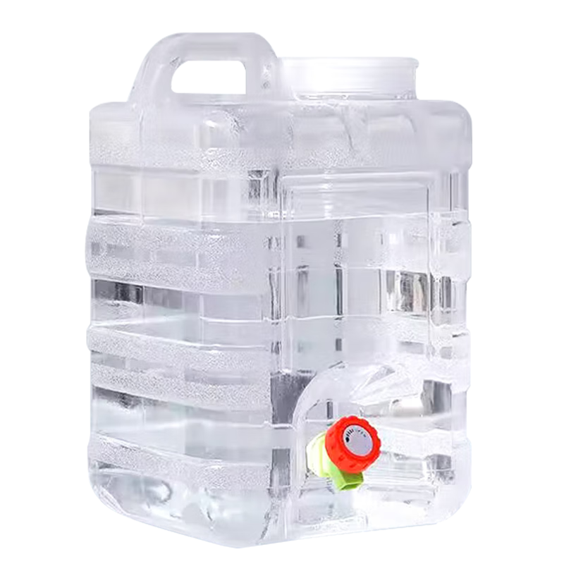 Extreme Space Pure Water Bucket Food Grade Transparent PC Mineral Water Bucket with Faucet Outdoor Bucket with Handle Vertical Square Drinking Water Bucket with Faucet 20L