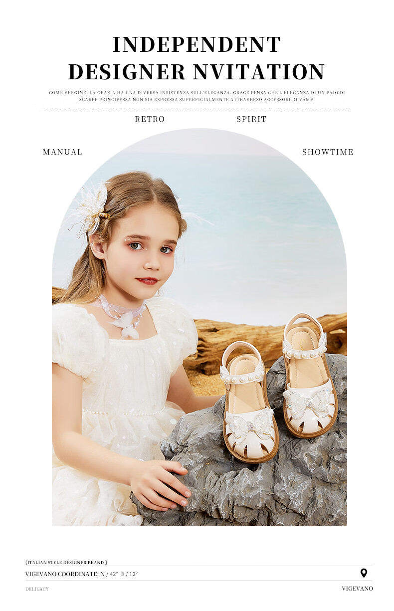 SNAFFY Kids Girls Princess Sandals Summer Fashion Soft Sole Comfortable Crystal Shoes Vanilla White Size 29 1