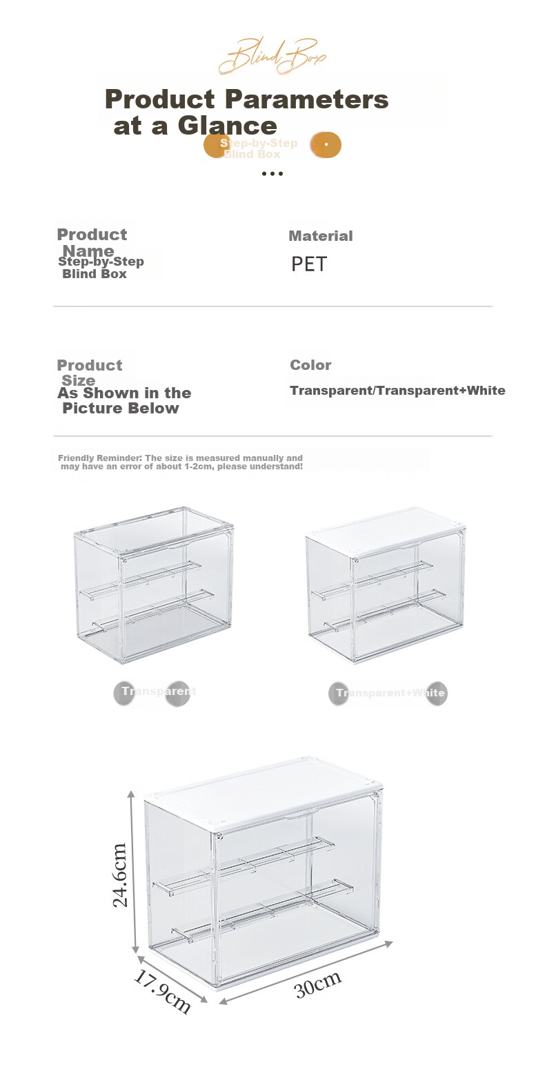 Anerya Action Figure Storage Box, Pop Mart Blind Box Display Case, Toy Display Stand, Transparent Three-Step 1-Piece Set 10
