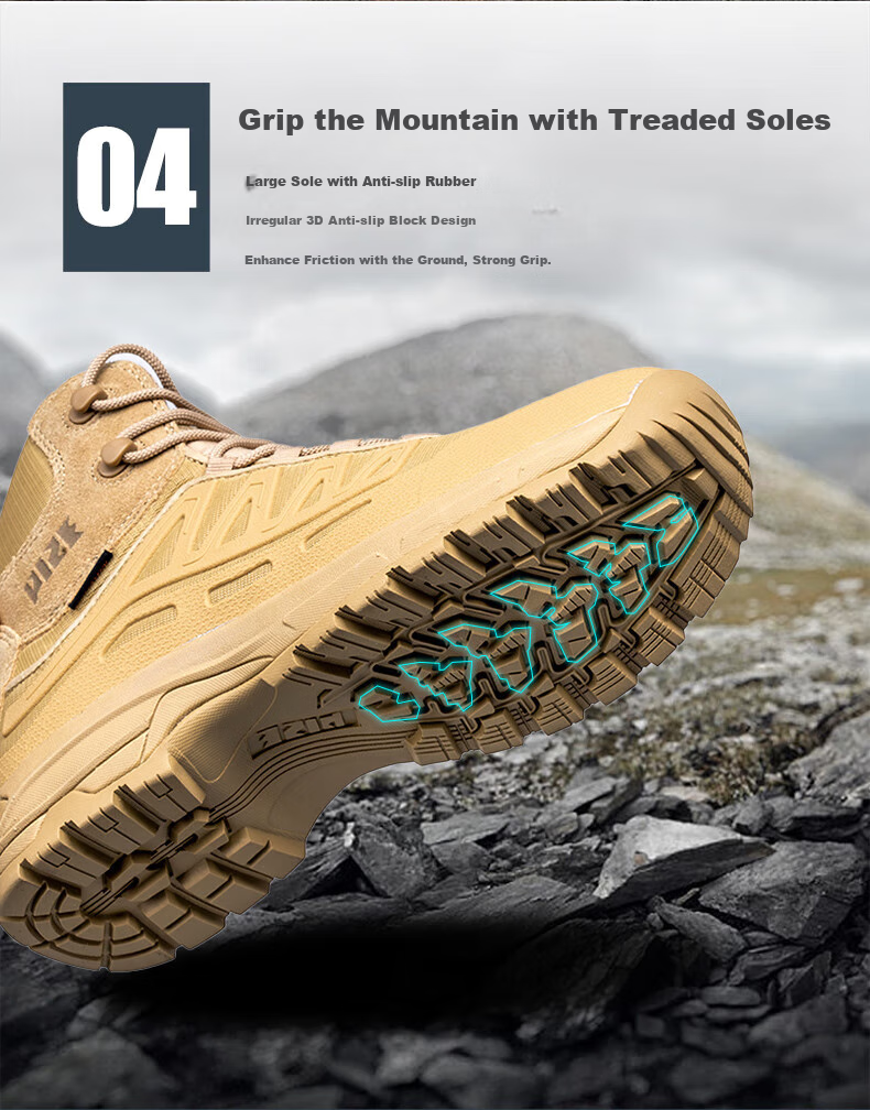 3514 Mid-Top Outdoor Shoes for Men, Breathable, Wear-Resistant, Non-Slip, Shock-Absorbing Sports Shoes, Hiking Boots, Black, Size 41 7