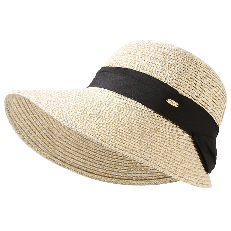 CACUSS Sun Hat for Women, Summer UV Protection Beach Hat with Wide Brim, Straw Hat, Cool Hat, Fisherman Hat, Beige