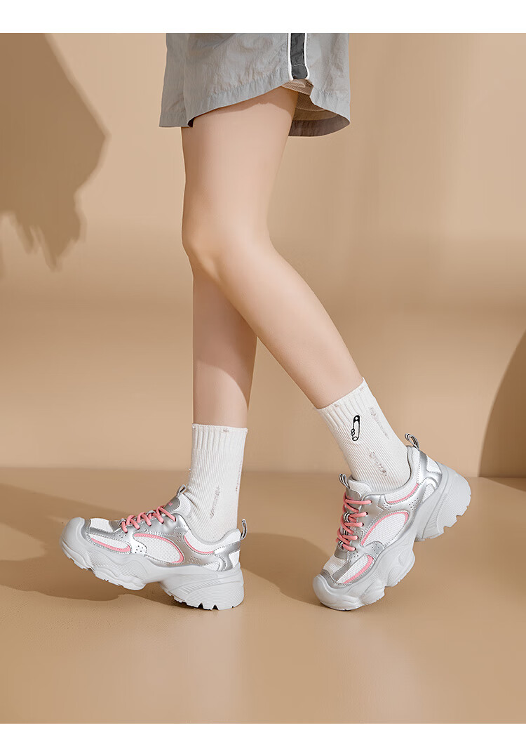Dusto Thick-Soled Platform White Sneakers for Women, 2026 New Trendy Spring Women's Shoes, Niche Non-Collision Versatile Footwear 7