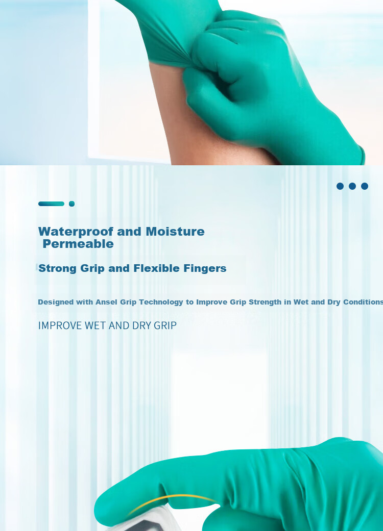 Ansell 92-600 Disposable Nitrile Gloves, Thickened Acid And Alkali Resistant Non-Slip Wear-Resistant Comfortable Powder-Free Industrial Food Laboratory Agricultural Protective Gloves, Size M, 100 Pieces/box 8