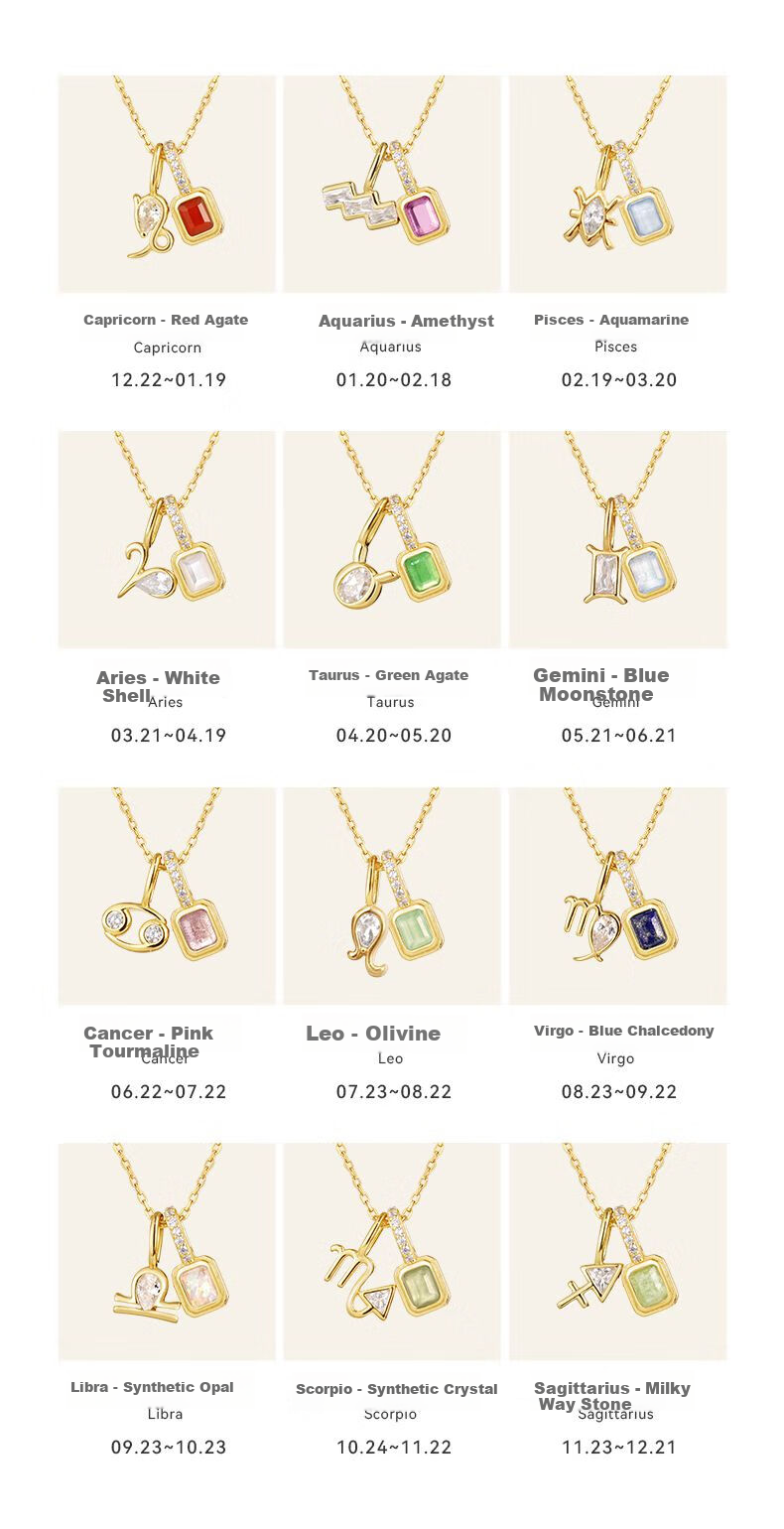 Arsis Zodiac Birthstone Necklace for Women, Original Design, Fashionable, Simple, Versatile, Gift for Girlfriend 2