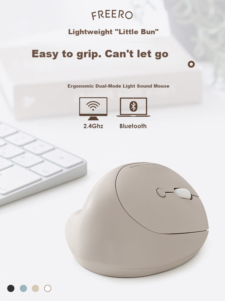 Shanye Ergonomic Wireless Bluetooth Dual-Mode Mouse, Vertical Grip, Fully Silent Buttons, Lightweight Mini Japanese-Style Mouse, Rechargeable, Suitable for Small And Medium Hands, for Office And Gaming 1