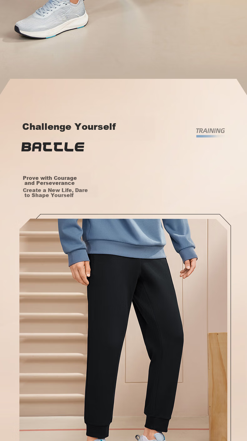 361° Men's Sports Pants, Spring Fleece-Lined Warm Casual Sweatpants, Straight-Leg Running Trousers for Men, 652344708D-4 2