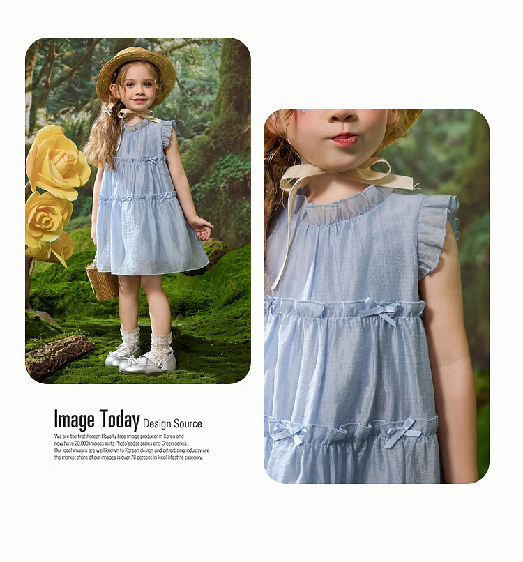 ASK JUNIOR Children's Summer Dress with Ruffle Trim, Princess Style Dress for Little Girls, Tencel Vacation Dress 7