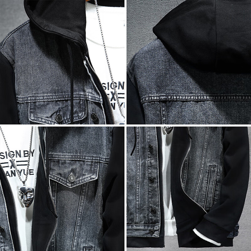 Zengzhi Men's Denim Jacket, 2026 Spring And Autumn New Style, Loose Casual Jacket, Faux Two-Piece Hooded Top for Me