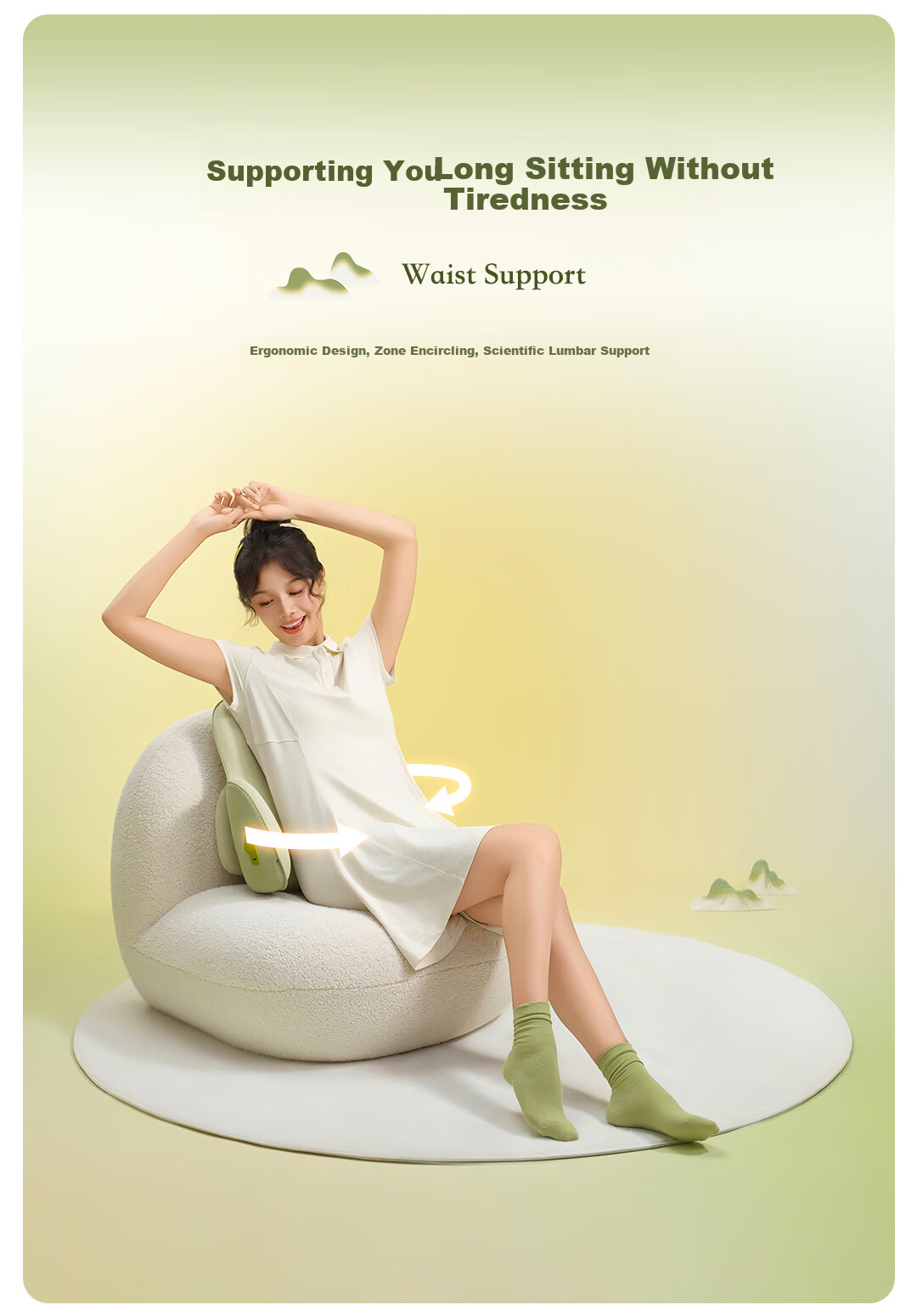 Repor P50 Waist Roller Massager Lumbar Massager Back Waist Hot Compress Office Waist Support Massage Pillow 19