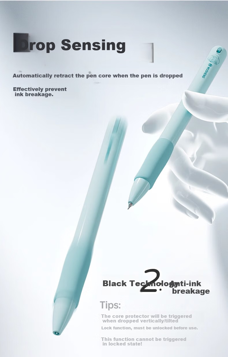 Wusheng Lingdong Pen, Pen-Removing Black Technology Gel Pen, Gravity-Sensing Black Pen, Quick-Drying Smooth Writing, for Middle School Students, High-Quality Water-Based Pen, Stationery, Retractable Creative Signing Black Set 6