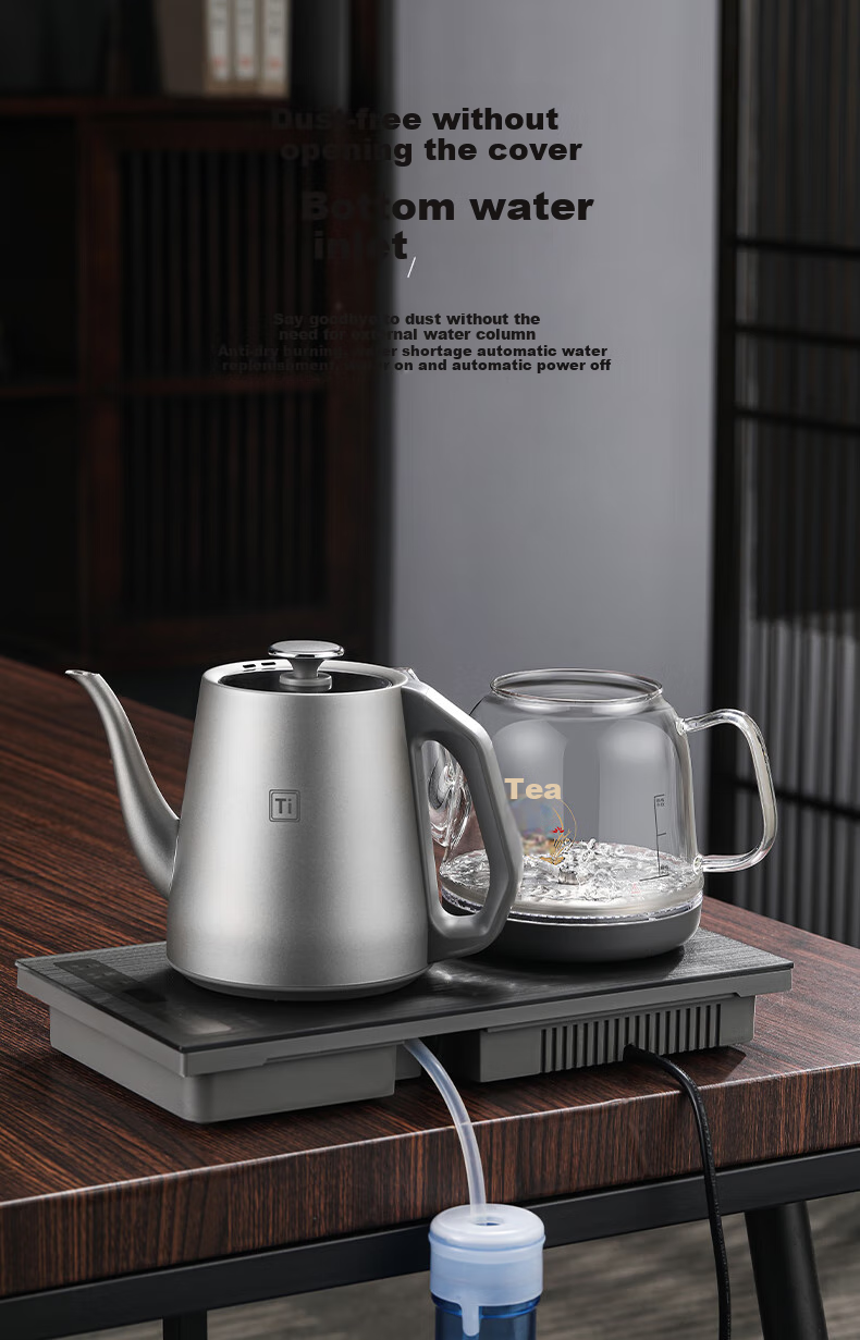 Biooner Pure Titanium Fully Automatic Water-Heating Electric Kettle Tea Station, Tea Table, Built-In All-In Machine, Electric Teapot, Tea Set, Electric Tea Stove Set S82 Pure Titanium Steaming Tea Model 2