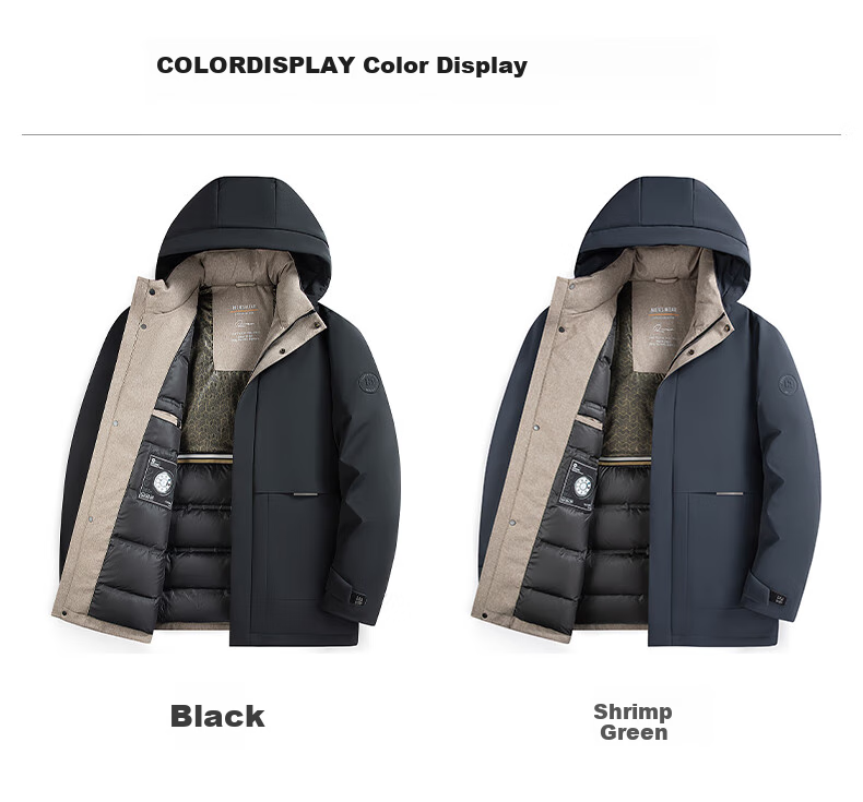 YAYA Men's Goose down Jacket, Thickened Mid-Length Style, Winter Warmth, for Young And Middle-Aged, Detachable Hooded down Coat, 25779AB 6