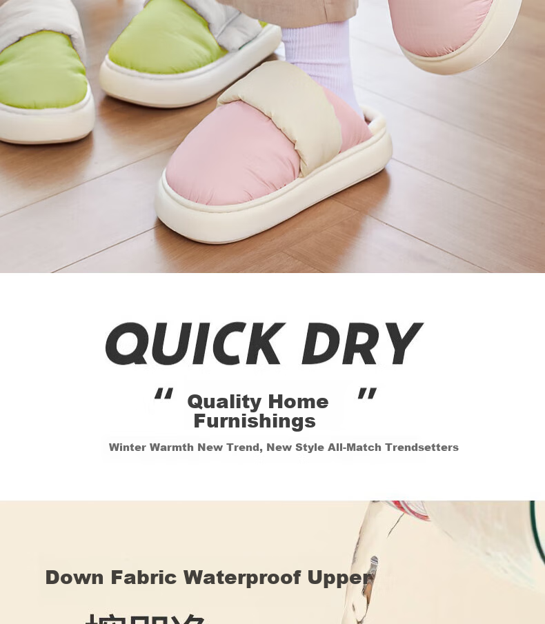 LangSha Winter Cotton Slippers for Women, Cute And Warm Home Slippers, Outdoor Waterproof Non-Slip Thick-Soled Maternity Shoes, Furry Cotton Shoes for Me 5